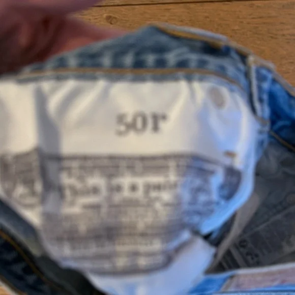 Levi Classic Distressed Blue Denim Jean Shorts - Women's - Picture 4 of 4